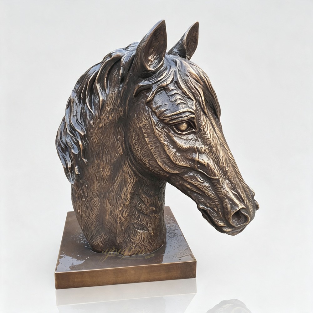 Antique Bronze Finish Horse Head Bust Sculpture