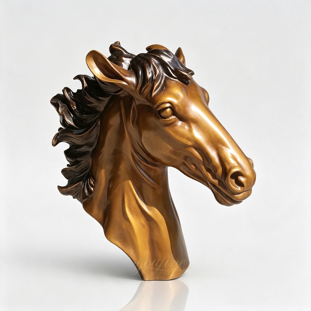 Bronze Life‑Size Horse Head Bust Sculpture Front View