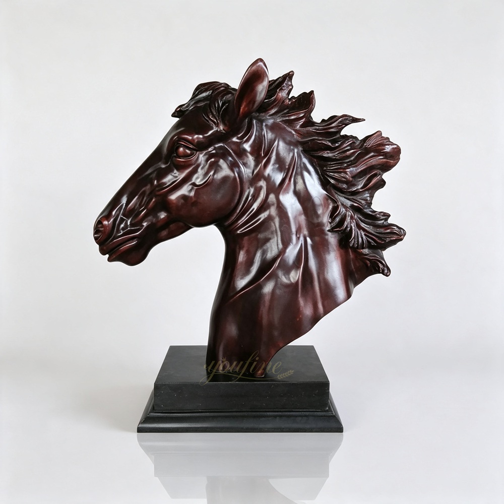 Cast Bronze Horse Head Bust Decor Sculpture