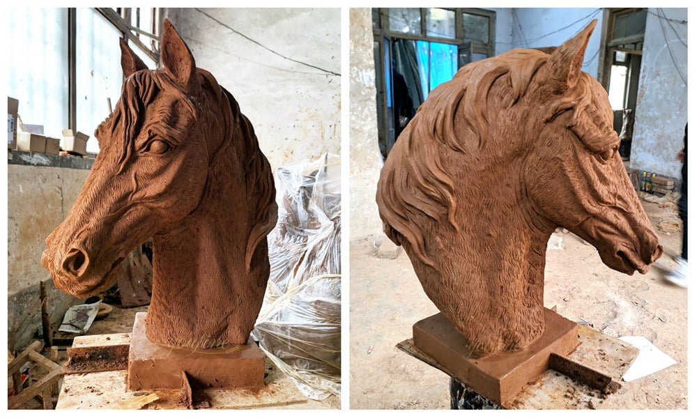 Horse Head Bust Statue clay model