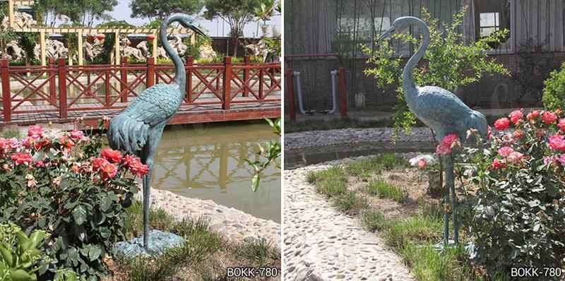 Life Size Bronze Crane Sculptures Garden Decoration for Sale BOKK-780 - Bronze Animal Sculpture - 1