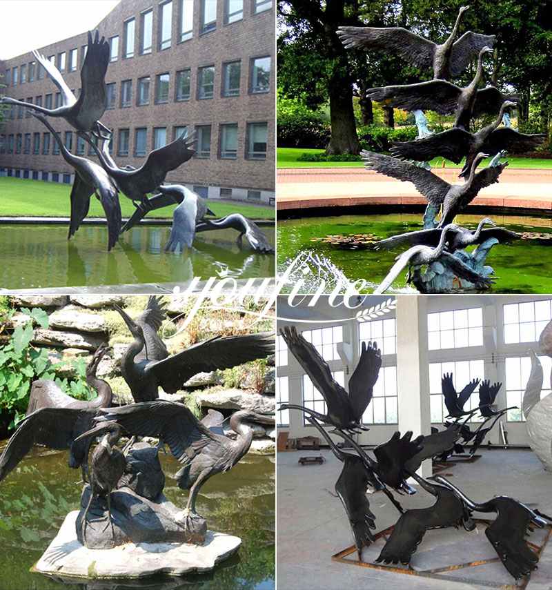 Life Size Bronze Crane Sculptures Garden Decoration for Sale BOKK-780 - Bronze Animal Sculpture - 2