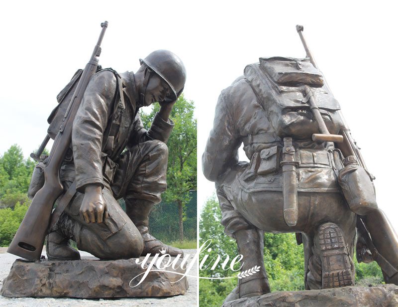 Life Size Bronze Kneeling Soldier Statue Monument Manufacturer BOKK-43 - Bronze Military Statues - 1