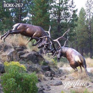 Bronze Elk Fight Statue Outdoor Life Size for Sale BOKK-267