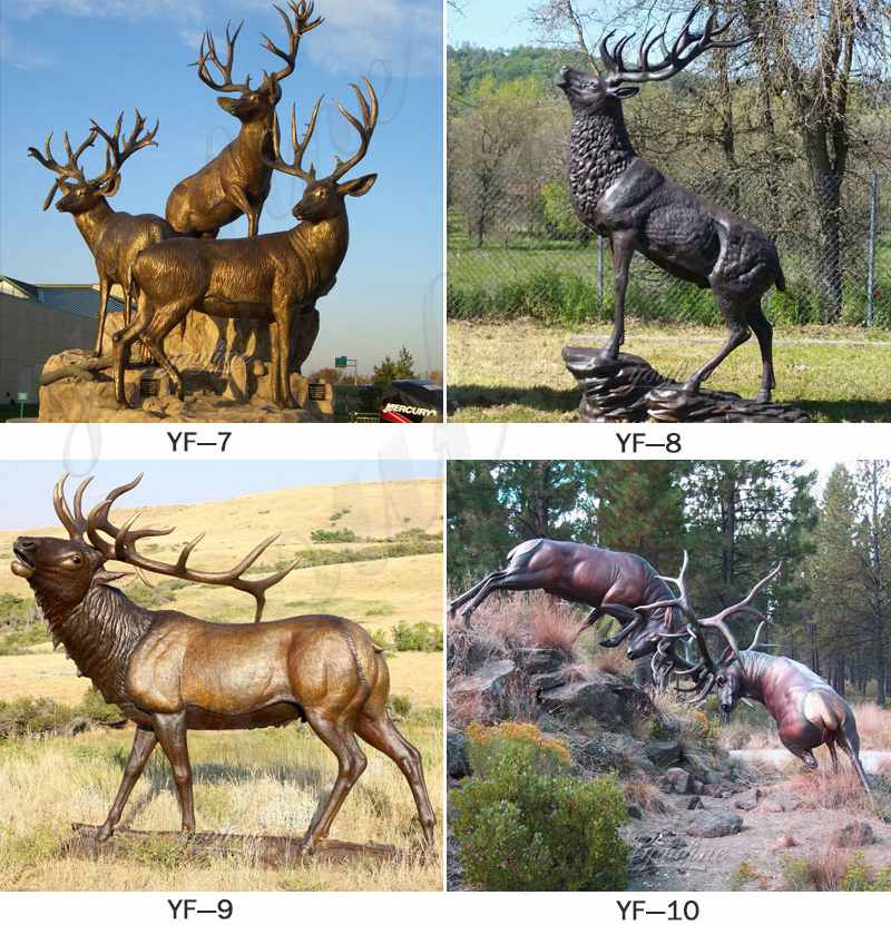 Bronze Elk Fight Statue Outdoor Life Size for Sale BOKK-267 - Bronze Deer Sculpture - 1