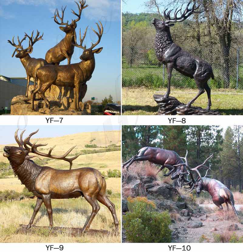 Bronze Elk Fight Statue Outdoor Life Size for Sale BOKK-267 - Bronze Deer Sculpture - 1