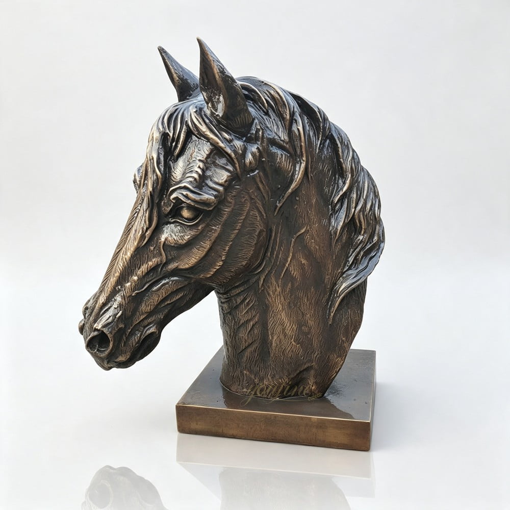 Vintage Bronze Horse Head Bust Statue