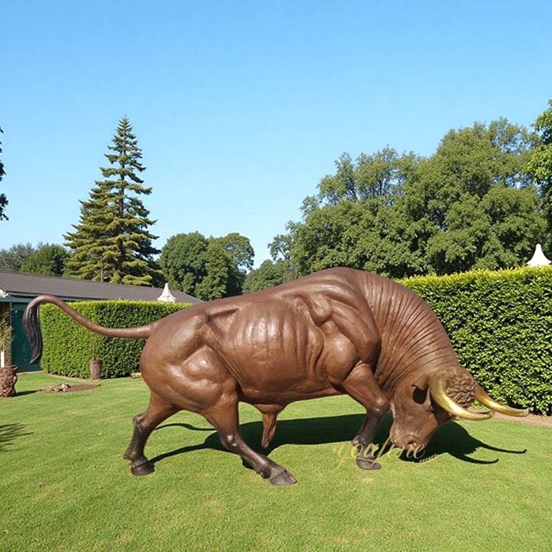 Brown Fighting Bull Statue for Home BOKK-973 - Bronze Bull Sculpture - 1