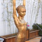 bronze Ballet Dancer Water Fountain detail