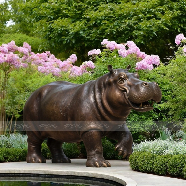 bronze hippo sculpture