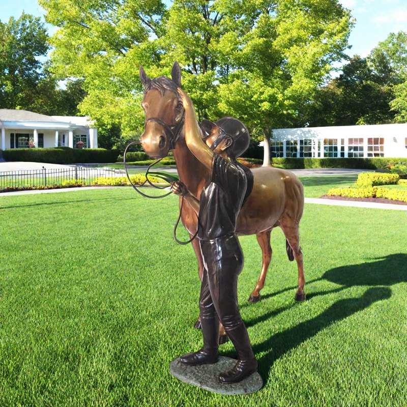 bronze horse and girl sculpture art