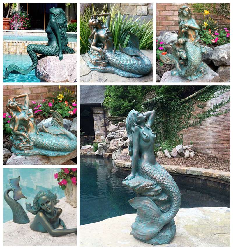 Beach Decoration Bronze Mermaid Statue with Dolphin for Sale BOKK-329 - Bronze Dolphin Sculpture - 12