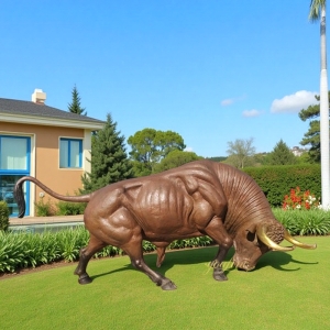 Brown Fighting Bull Statue for Home BOKK-973