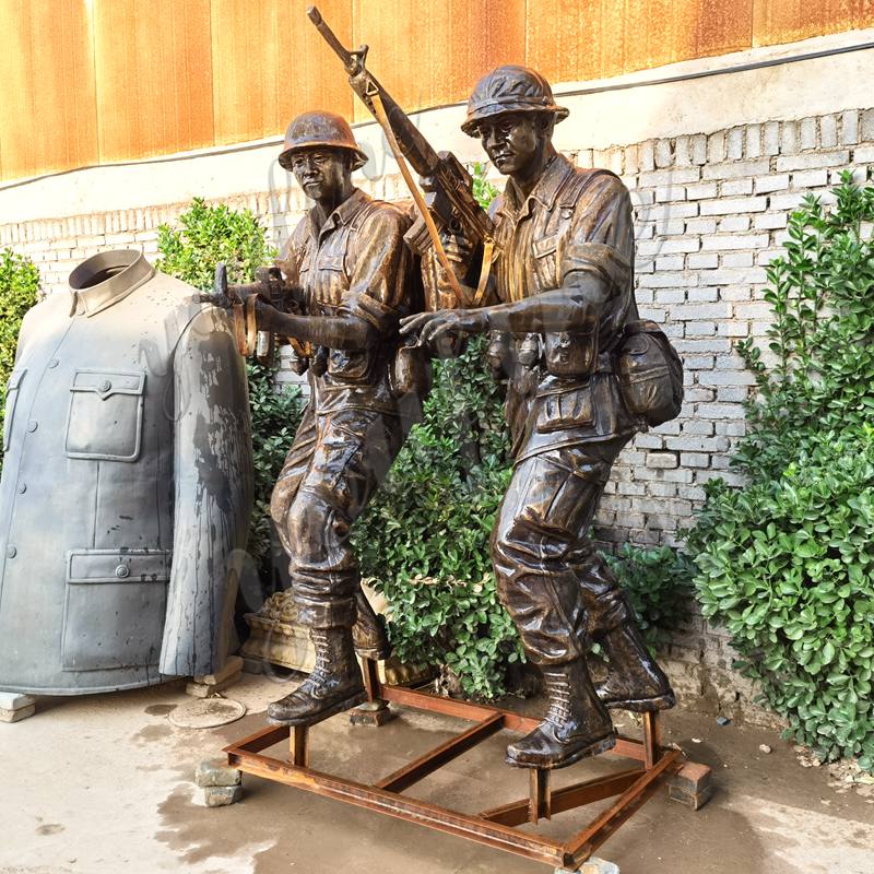 Casting Bronze Life Size Kneeling Soldier Statue for Sale BOKK-481 - Bronze Military Statues - 6