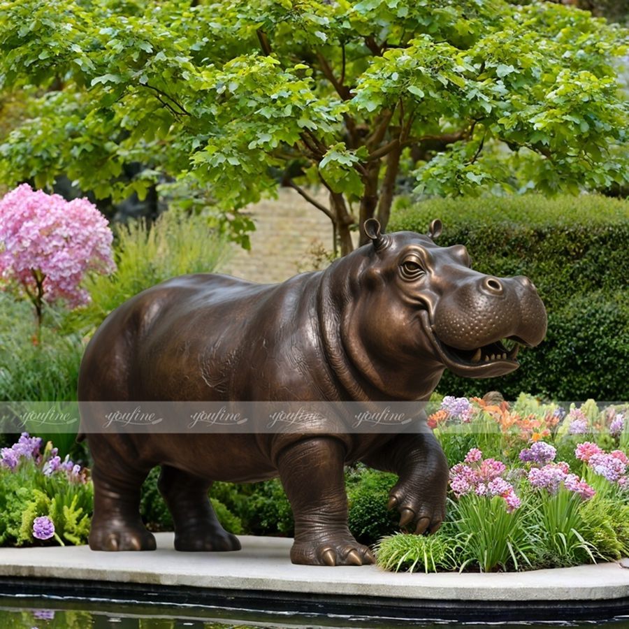 Bronze Garden Hippo Statue BOKK-978 - Bronze Wildlife Sculpture - 1