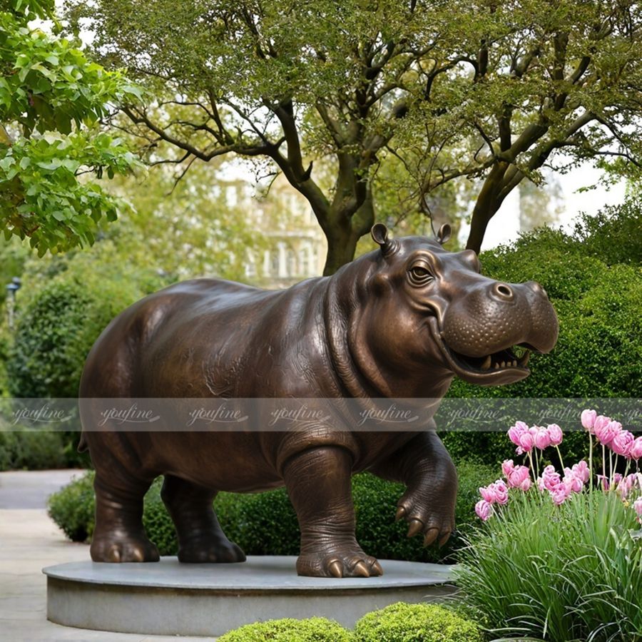 Bronze Garden Hippo Statue BOKK-978 - Bronze Wildlife Sculpture - 2