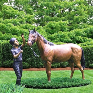 Antique Bronze Horse and Girl Statue BOKK-800