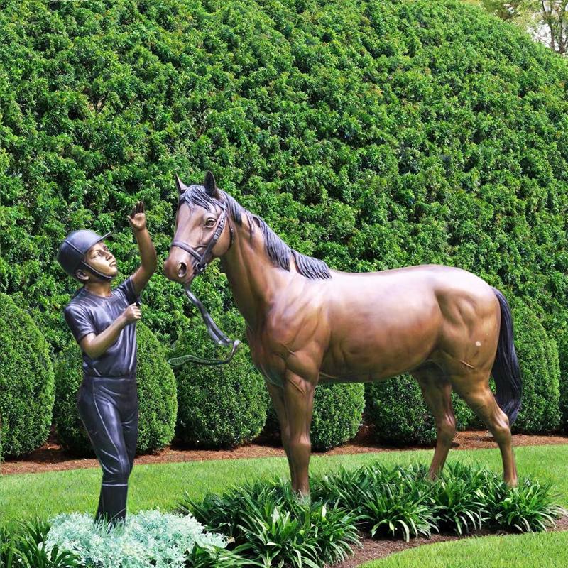 lifesize horse and girl statue