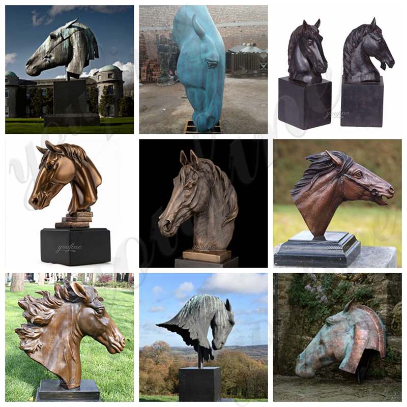 Horse Ranch Large Bronze Horse Head Statue for Sale BOKK-907 - Bronze Animal Sculpture - 3