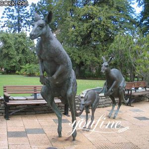 Life Size Bronze Kangaroo Sculptures Garden Decoration for Sale BOKK-990