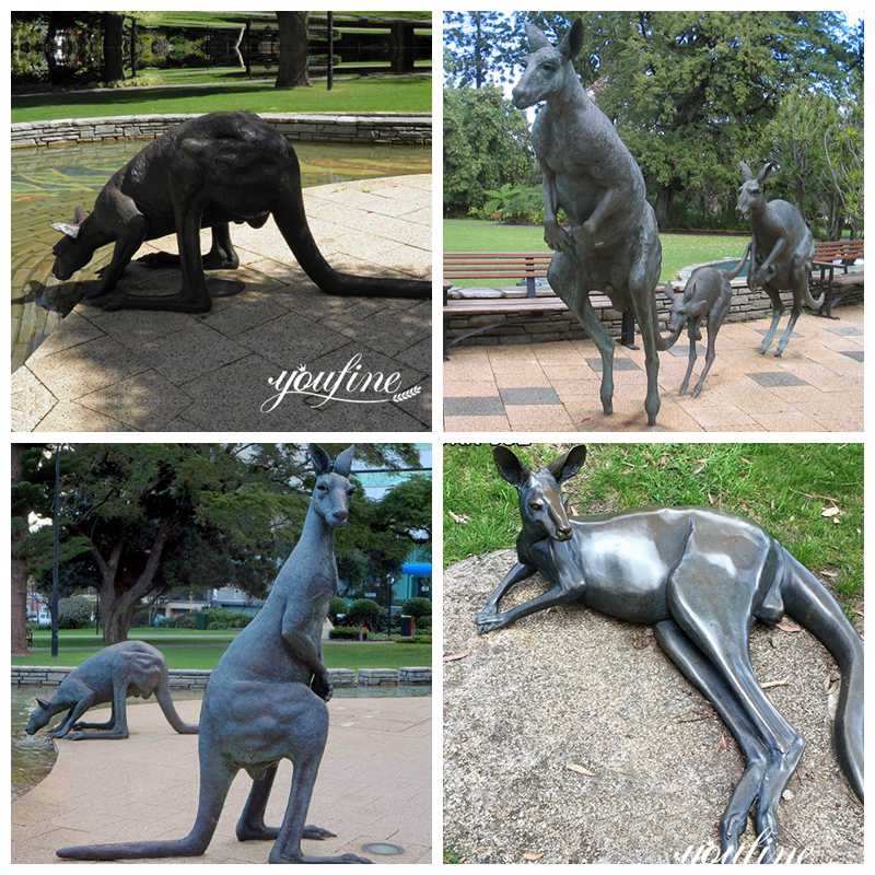 Life Size Bronze Kangaroo Sculptures Garden Decoration for Sale BOKK-990 - Bronze Animal Sculpture - 4