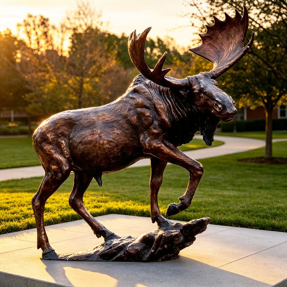 Moose Lawn Statue on a Rock inschool