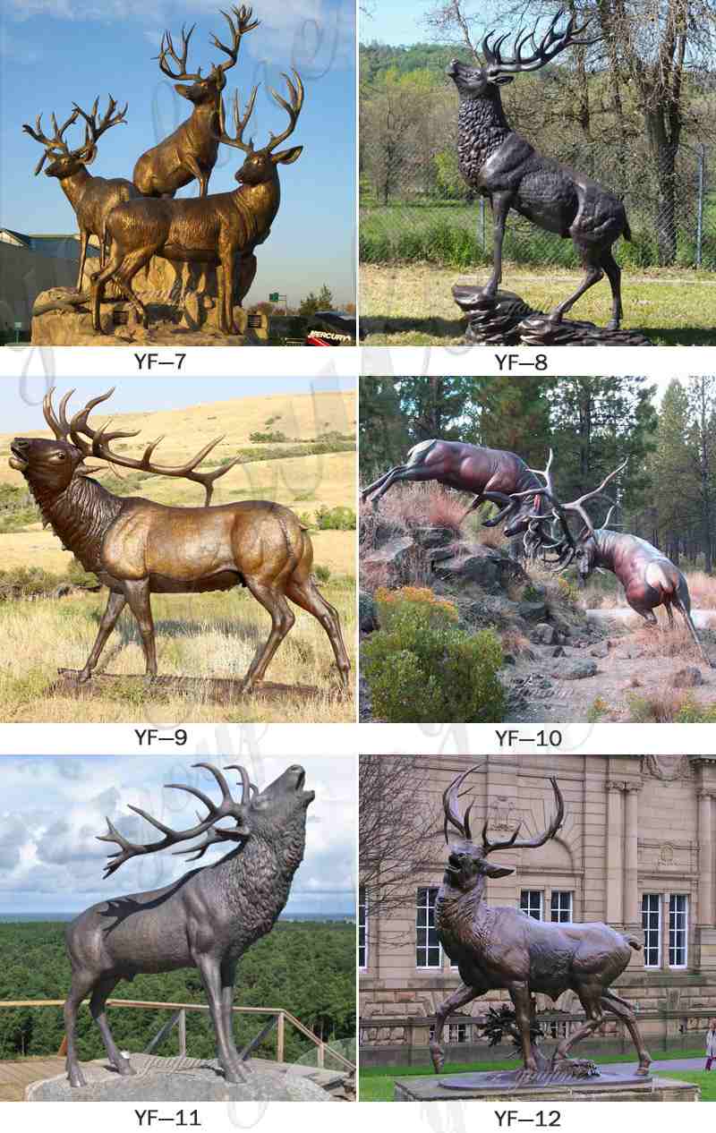 Life Size Bronze Elk Couple Statues Garden Decor for Sale BOKK-280 - Bronze Animal Sculpture - 4