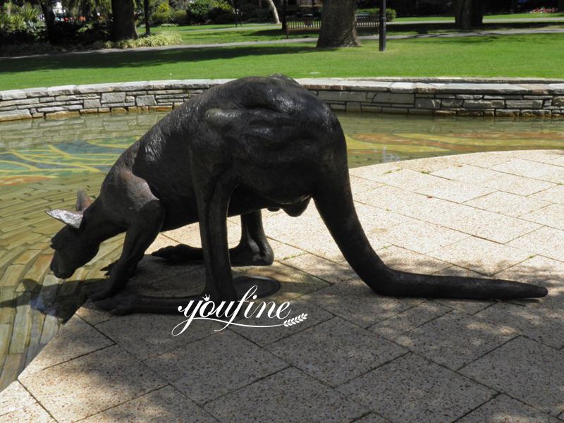 Bronze Kangaroo Sculptures Drinking Water Decoration for Sale BOKK-993 - Bronze Animal Sculpture - 1
