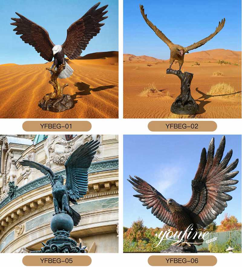 Life Size Outdoor Bronze Eagle Statue Garden Decor for Sale BOKK-989 - Bronze Eagle Sculpture - 4