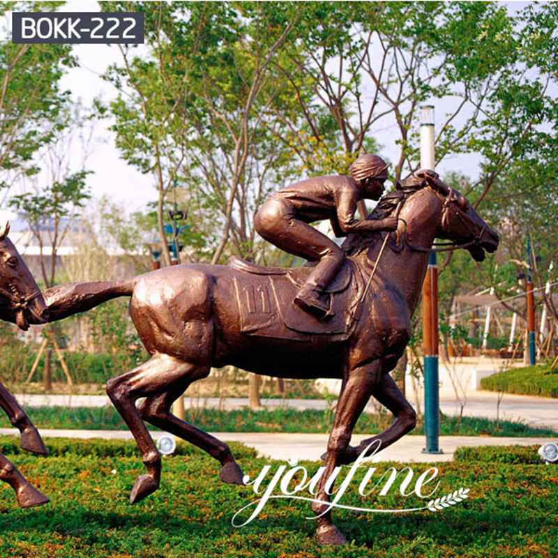 Life Size Cowboy Bronze Racing Horse Statue for Sale BOKK-222 - Bronze Animal Sculpture - 10