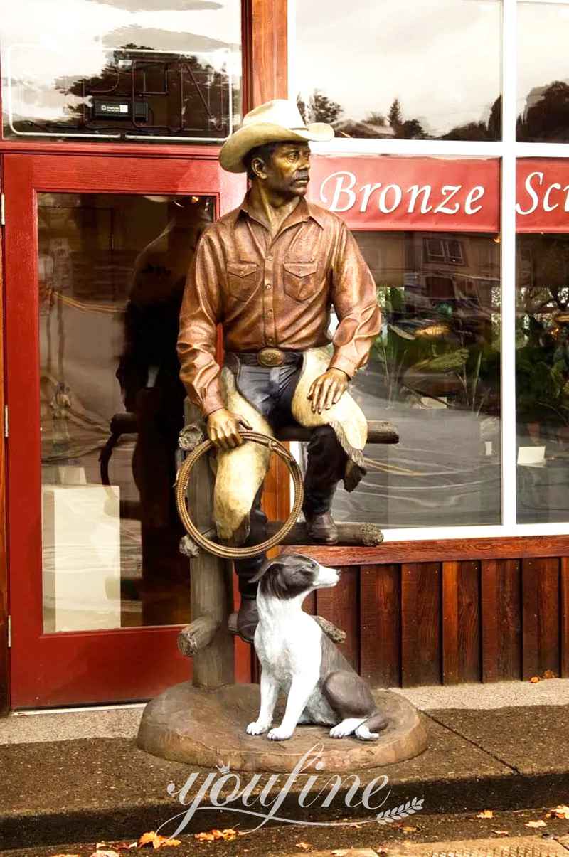 Life Size Cowboy Bronze Racing Horse Statue