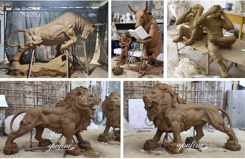 bronze lion statues outdoor