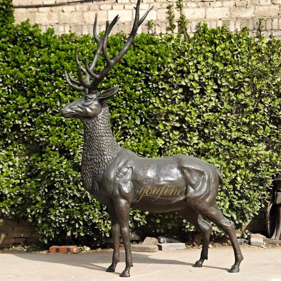Antique Bronze Stag Statue BOKK-268 - Bronze Deer Sculpture - 6 Antique Bronze Stag Statue