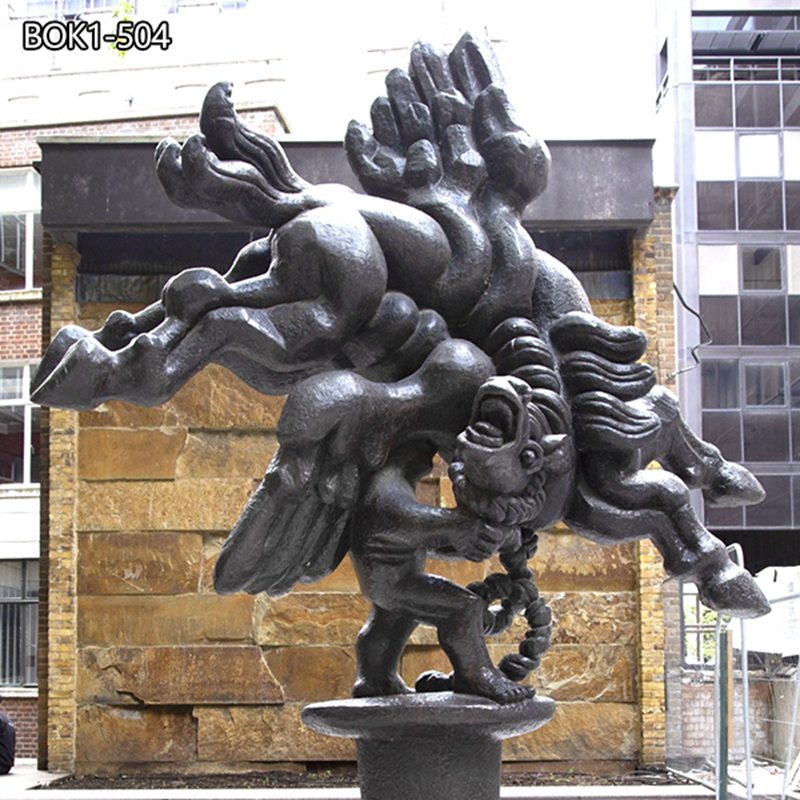 Bronze Bellerophon Taming Pegasus Horse Statue