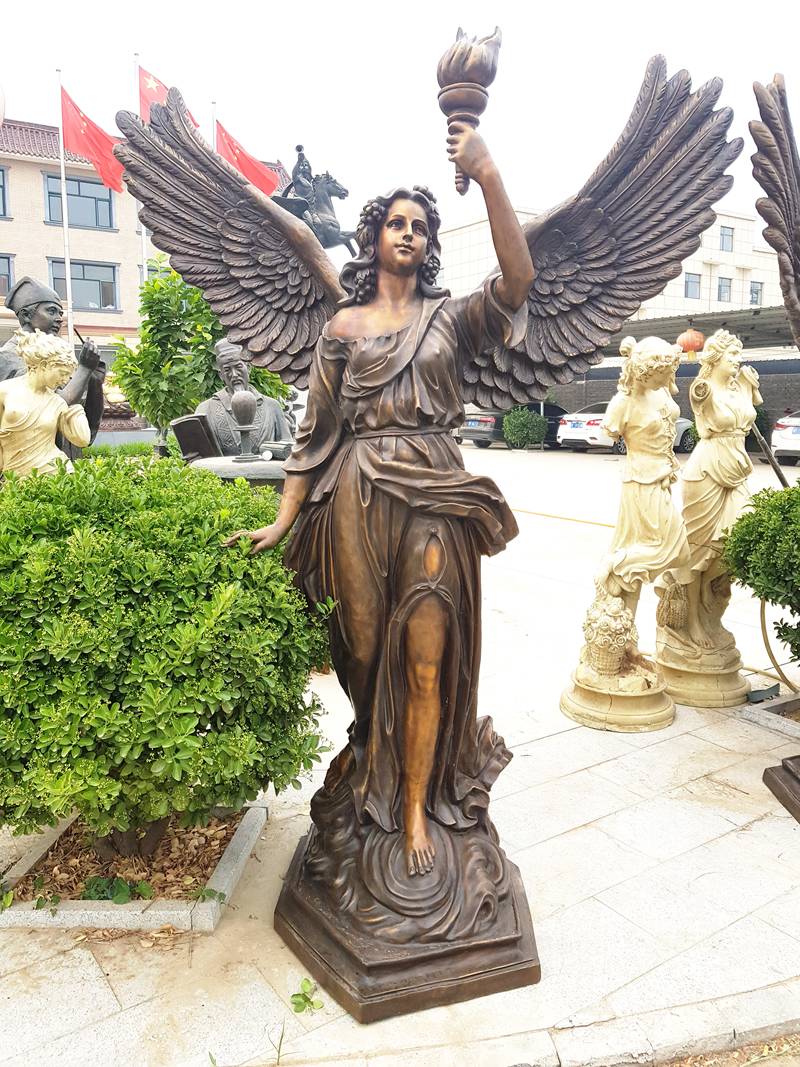 Life Size Bronze Angel Sculptures Holding Torch for Sale BOKK-453 - Bronze Angel Sculpture - 4