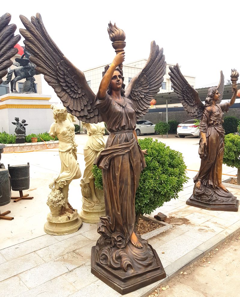 Life Size Bronze Angel Sculptures Holding Torch for Sale BOKK-453 - Bronze Angel Sculpture - 3