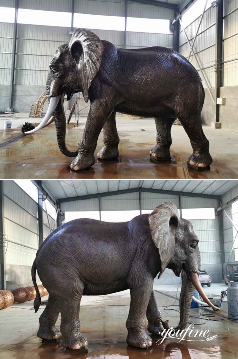 Antique Large Bronze Elephant Statue Zoo Garden for Sale BOKK-948 - Bronze Elephant Statue - 1