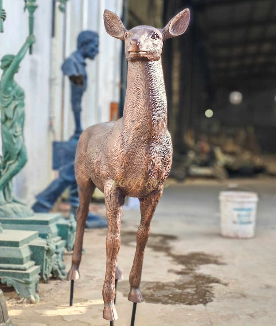 Life Size Bronze Doe Sculpture BOKK-997 - Bronze Deer Sculpture - 4 lifesize Doe sculpture art