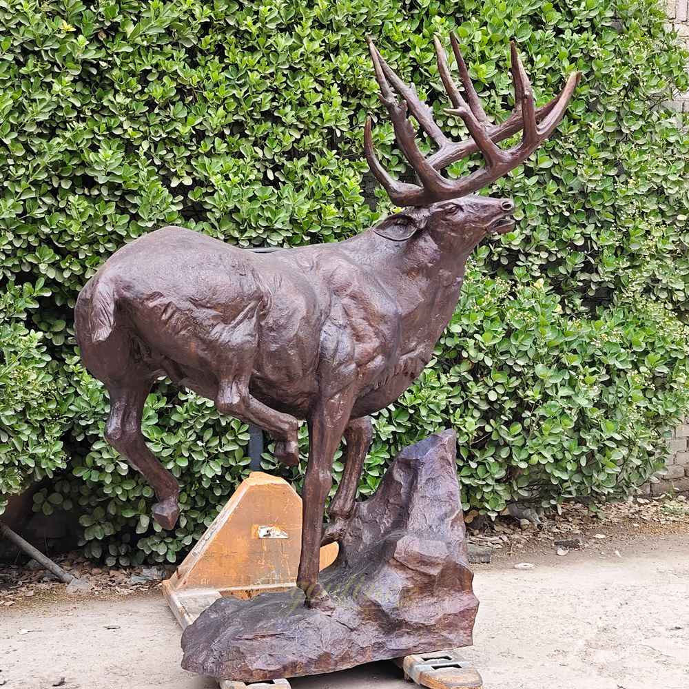 Lively Leaping White-tailed Deer Sculpture