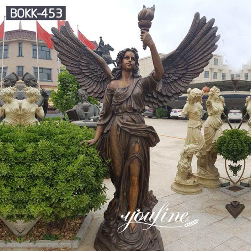 Life Size Bronze Angel Sculptures Holding Torch for Sale BOKK-453 - Bronze Angel Sculpture - 6