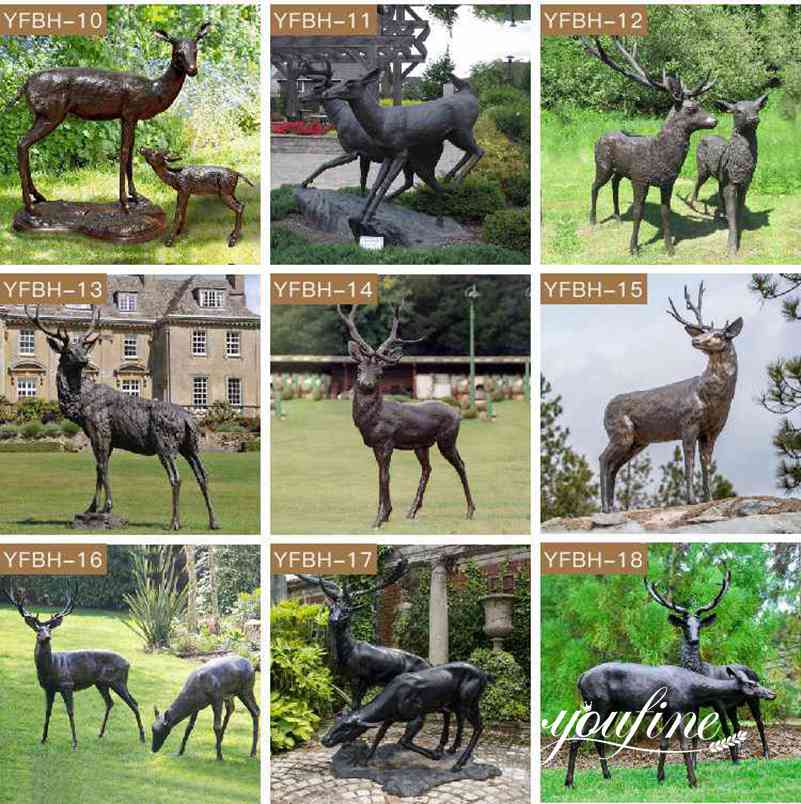 Life Size Bronze Doe and Fawn Statues Zoo Ornament for Sale BOKK-997 - Bronze Deer Sculpture - 4