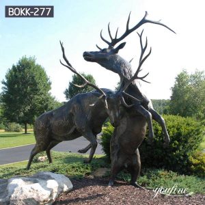 Life Size Fight Bronze Elk Statues Street Decor for Sale BOKK-277