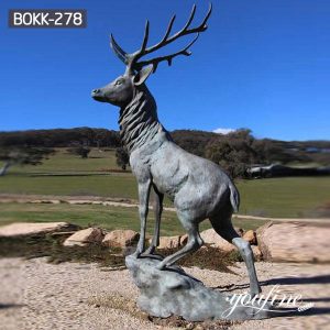 Outdoor Bronze Elk Statues Patina Life Size for Sale BOKK-278