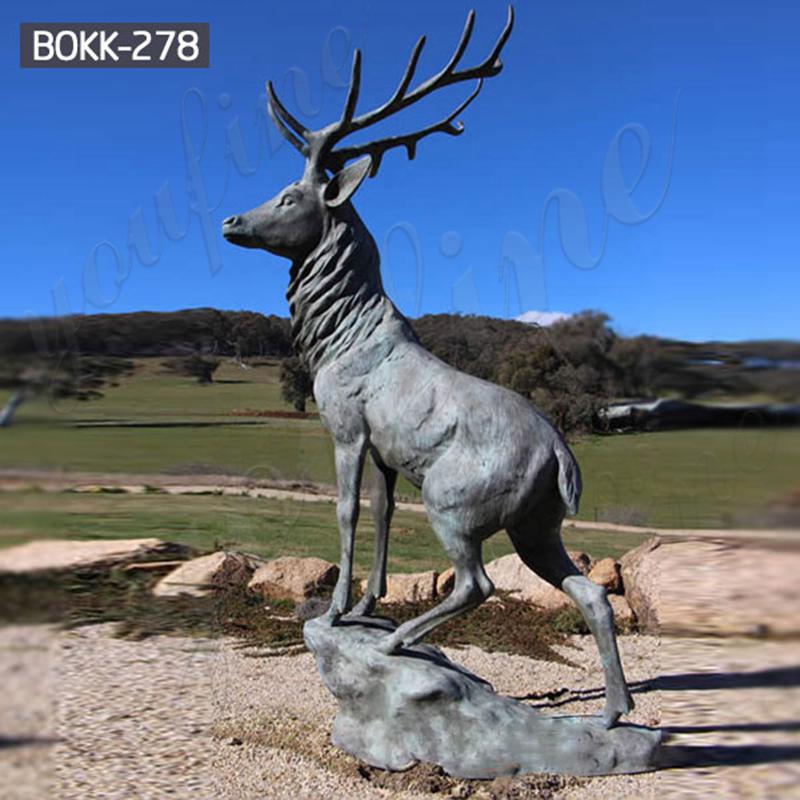 Outdoor Bronze Elk Statues Patina Life Size for Sale BOKK-278 - Bronze Animal Sculpture - 1