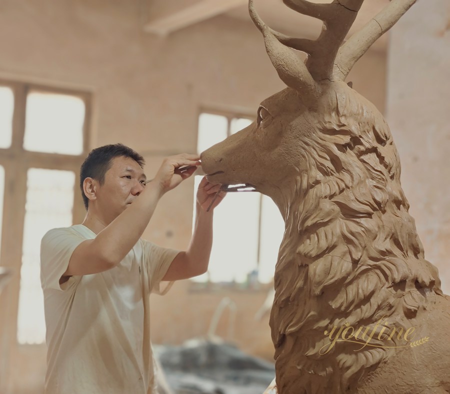 Climbing Mountain Bronze Stag Statue BOKK-269 - Bronze Deer Sculpture - 10