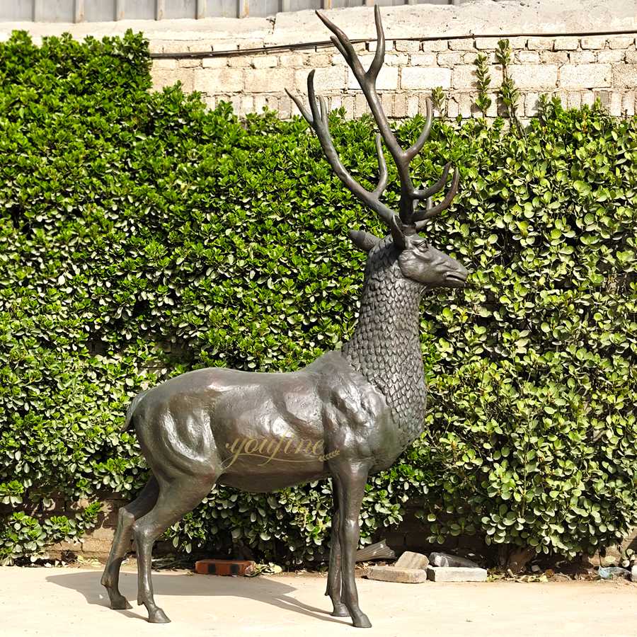 Antique Bronze Stag Statue BOKK-268 - Bronze Deer Sculpture - 2 antique lifesize Bronze Stag sculpture