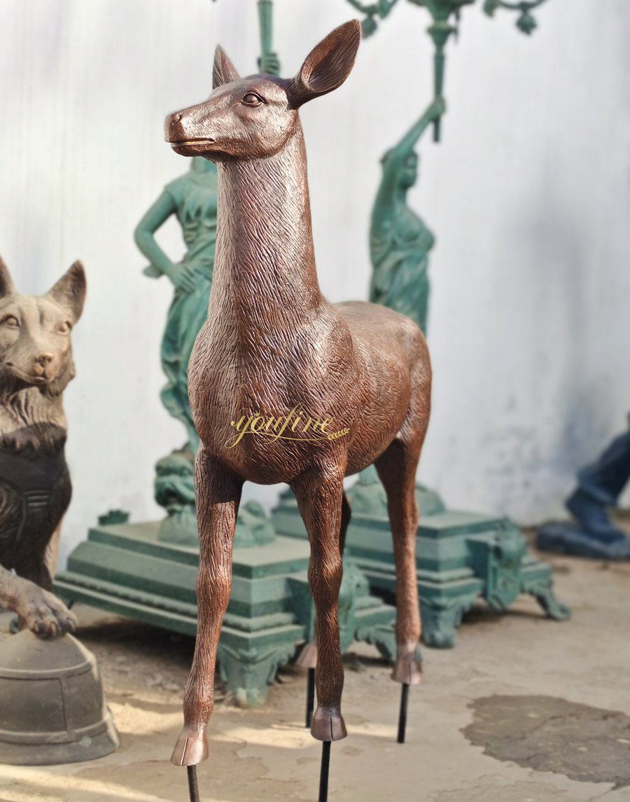 Life Size Bronze Doe Sculpture BOKK-997 - Bronze Deer Sculpture - 5 lifesize bronze Doe sculpture art