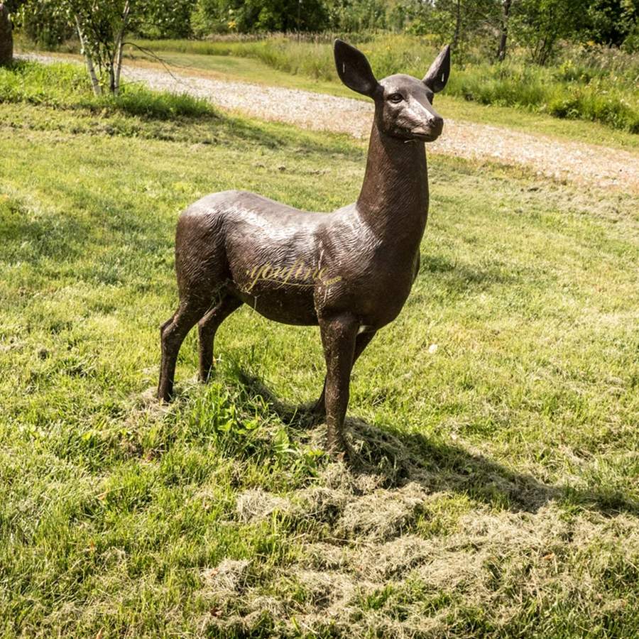 Life Size Bronze Doe Sculpture BOKK-997 - Bronze Deer Sculpture - 2 lifesize bronze Doe statue