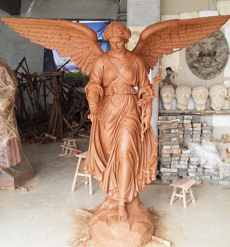 Life Size Bronze Angel Sculptures Holding Torch for Sale BOKK-453 - Bronze Angel Sculpture - 7