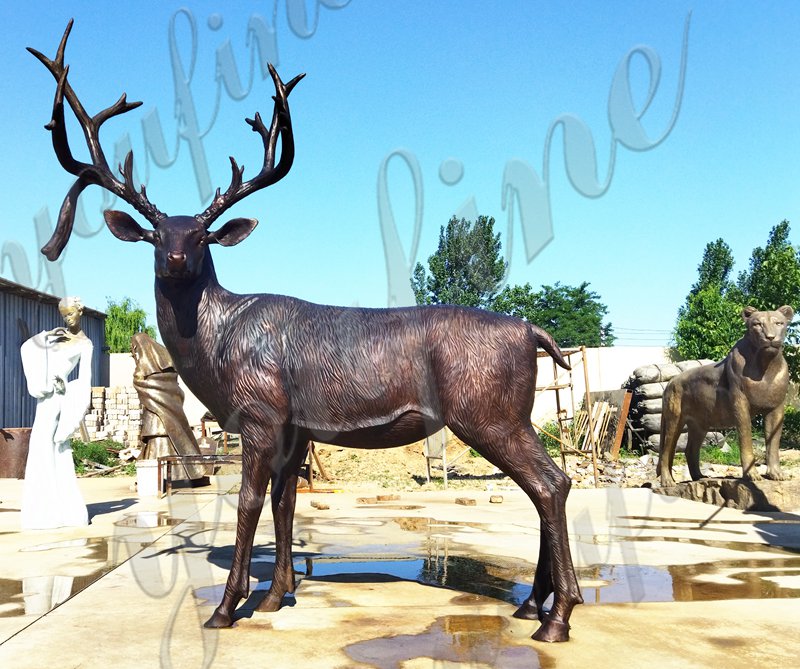 Bronze Elk Animal Statue for Home Garden Suppliers BOKK-874 - Bronze Deer Sculpture - 12